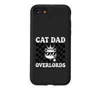 Cat Dad Overlords Funny Feline Master Retro Checkered Coque pour iPhone SE (2020) / 7/8