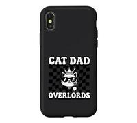 Cat Dad Overlords Funny Feline Master Retro Checkered Coque pour iPhone X/XS