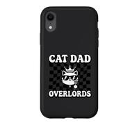 Cat Dad Overlords Funny Feline Master Retro Checkered Coque pour iPhone XR
