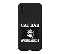 Cat Dad Overlords Funny Feline Master Retro Checkered Coque pour iPhone XS Max