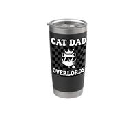 Cat Dad Overlords Funny Feline Master Retro Checkered Gobelet isotherme en acier inoxydable double paroi