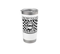 Cat Dad Overlords Funny Feline Master Retro Checkered Gobelet isotherme en acier inoxydable double paroi