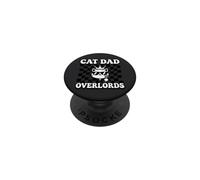 Cat Dad Overlords Funny Feline Master Retro Checkered PopSockets PopGrip Adhésif