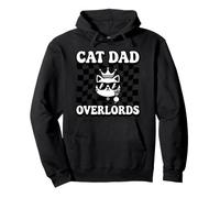 Cat Dad Overlords Funny Feline Master Retro Checkered Sweat à Capuche
