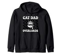 Cat Dad Overlords Funny Feline Master Retro Checkered Sweat à Capuche