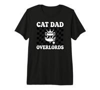 Cat Dad Overlords Funny Feline Master Retro Checkered T-Shirt Haut de Gamme