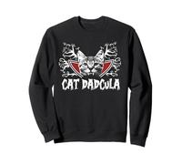 Cat Dadcula Kitty Dracula Vampire Cat Dad Halloween Costume Sweatshirt