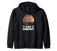 Cat Daddy Sunset Funny Kitty Father's Day Cats Lover Sweat à Capuche