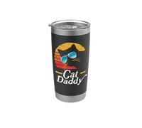 Cat Daddy Vintage 80s Style Cat Retro Sunglasses Distressed Gobelet isotherme en acier inoxydable double paroi
