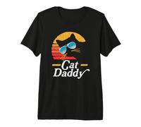 Cat Daddy Vintage 80s Style Cat Retro Sunglasses Distressed T-Shirt Haut de Gamme