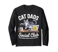 Cat Dads Social Club Funny Cat Dad Manche Longue