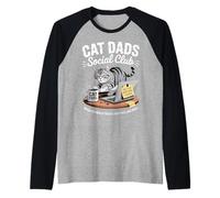 Cat Dads Social Club Funny Cat Dad Manche Raglan