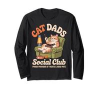 Cat Dads Social Club Funny Cat Dad Vintage Manche Longue