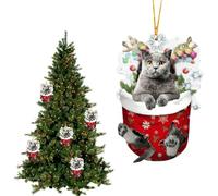 Cat De Noël Mignon - Ornement Du Chat | Ornements De Chats Colorés À L'intérieur Pour La Décoration D'arbre De Noël De Vacances, Accessoires Suspendus À Double Impression Ornements Mignons Pour Les Am