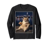 Cat de Planche drôle Meme Cool Buvant de l'art du Chat Fumer Manche Longue