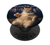 Cat de Planche drôle Meme Cool Buvant de l'art du Chat Fumer PopSockets PopGrip Adhésif