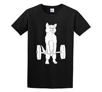 Cat Dead Weight Powerlifting Graphic Top Printed Shirt Short Sleeve Tee Mens T Shirt Black XXL