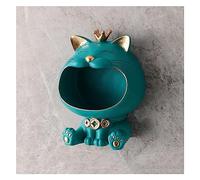 Cat Decoration Statue, Big Mouths Storage Box, Lucky Cat Sculpture Large, Key Bowl Key Storage, Sculpture Decoration for Hallway, Living Room, Wall Hanging,A Green