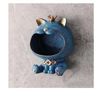 Cat Decoration Statue, Big Mouths Storage Box, Lucky Cat Sculpture Large, Key Bowl Key Storage, Sculpture Decoration for Hallway, Living Room, Wall Hanging,A Blue