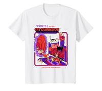 Cat Dimension Sci FI Retro Vintage Funny Adult Humor T-Shirt, Enfant, Blanc, 2 Ans