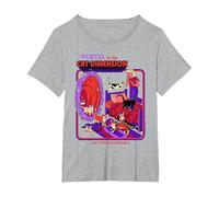 Cat Dimension Sci FI Retro Vintage Funny Adult Humor T-Shirt, Femme Grandes Tailles, Gris Chiné, 2X