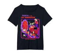 Cat Dimension Sci FI Retro Vintage Funny Adult Humor T-Shirt, Femme Grandes Tailles, Noir, 2X
