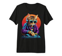Cat DJ Techno Tourne-Disque EDM Cat Electronic Dance Music T-Shirt Haut de Gamme