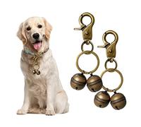Cat & Dog Collar Bell, Pack of 2, Extra Loud Dog Bell for Pet Tracking & Saving Wildlife, Birds, Durable Iron Split Ring & Lobster Bell Clip (Bronze, 2 Pack)