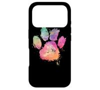 Cat Dog Paw Print Watercolor Rainbow Abstract Animal Lover Coque pour iPhone 17 Pro
