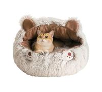 Cat Dome Bed Shelter - Covered Pet Nest House, Soft Plush Sleeping Pod | Warm Enclosed Resting Space Design, Anti Slip Winter Puppy Small Dog Kitten Indoor Comfort Housing System with Non S