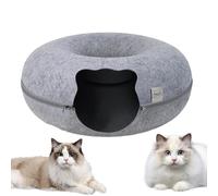 Cat Donut Cave Felt Cat Tunnel, Zipper Design Felt Donut Cave Dog Bed 50 Cm pour Les Petits Animaux Jusqu'à 4 Kg, Tunnel De Cercle De Chat Amovible, Cat Hideaway, Grande Grotte De Lit De Chat