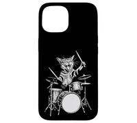 Cat Drum Retro 90s Vintage Music Vibe for Batteurs Coque pour iPhone 15