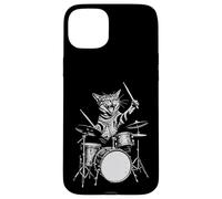 Cat Drum Retro 90s Vintage Music Vibe for Batteurs Coque pour iPhone 15 Plus