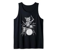 Cat Drum Retro 90s Vintage Music Vibe for Batteurs Débardeur