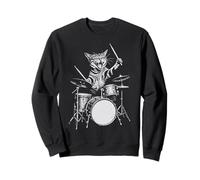 Cat Drum Retro 90s Vintage Music Vibe for Batteurs Sweatshirt