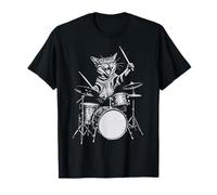 Cat Drum Retro 90s Vintage Music Vibe for Batteurs T-Shirt