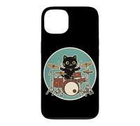 Cat Drummer Rock Band Music Lover Baguettes de Batterie Coque pour iPhone 13