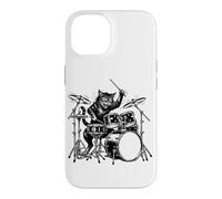 Cat Drummer Rock Band Music Lover Baguettes de Batterie Coque pour iPhone 14