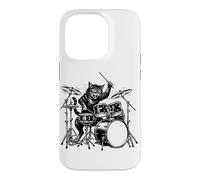 Cat Drummer Rock Band Music Lover Baguettes de Batterie Coque pour iPhone 14 Pro