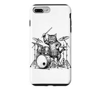 Cat Drummer Rock Band Music Lover Baguettes de Batterie Coque pour iPhone 7 Plus/8 Plus