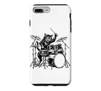 Cat Drummer Rock Band Music Lover Baguettes de Batterie Coque pour iPhone 7 Plus/8 Plus