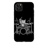 Cat Drummer Rock Star Baguettes de Batterie de Concert pour Amateur de Musique Coque pour iPhone 11 Pro Max