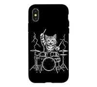Cat Drummer Rock Star Baguettes de Batterie de Concert pour Amateur de Musique Coque pour iPhone X/XS