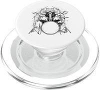 Cat Drummer Rock Wild Animal Jouant des Tambours PopSockets PopGrip pour MagSafe