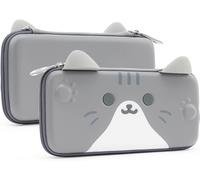 Cat Ears Carrying Case Compatible with Nintendo Switch/Switch OLED-Portable Hard Slim Carrying Case for Switch Console and Game Accessories,grey,Suitcase