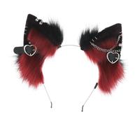 Cat Ears Headband, Cat Headbands with Metal Hearts | Halloween Hairbands for Girls and Women | Comfortable Cat Ear Headbands with Decorative Chain Trim for Family, Friends, and Kids