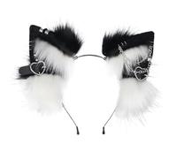 Cat Ears Headband, Cat Headbands with Metal Hearts | Halloween Hairbands for Girls and Women | Comfortable Cat Ear Headbands with Decorative Chain Trim for Family, Friends, and Kids