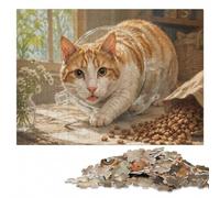 Cat Eating Meme Puzzle en Bois pour Adultes | Le montage en commençant par les bords: un montage clair zone par zone pendant le temps libre.