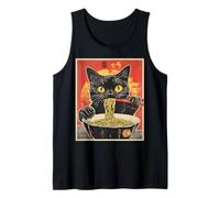 Cat Eating Ramen Vintage Japanese Pop Art Noodles Cat Débardeur