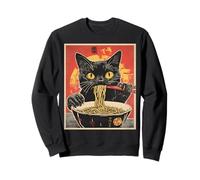 Cat Eating Ramen Vintage Japanese Pop Art Noodles Cat Sweatshirt